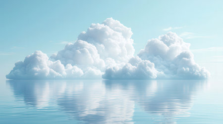 Clouds reflected in water. 3D illustration. Nature background.の素材