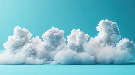 3d rendering of white cloud on blue background with copy space.の素材