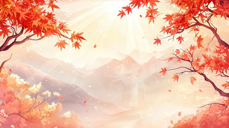 Maple autumn leaves background, fall season, vector illustration. EPS10の素材