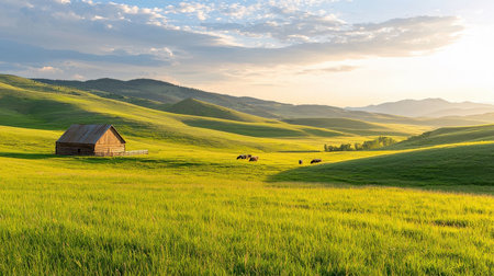 Sunset in Tuscany, Italy. Rural landscape at summertime.の素材