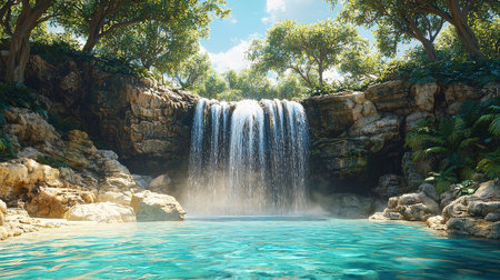 Beautiful waterfall in the tropical forest. Waterfall in the jungle.の素材