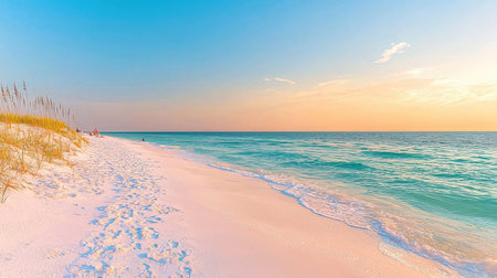 Beautiful sandy beach on the shore of the Gulf of Mexico.の素材