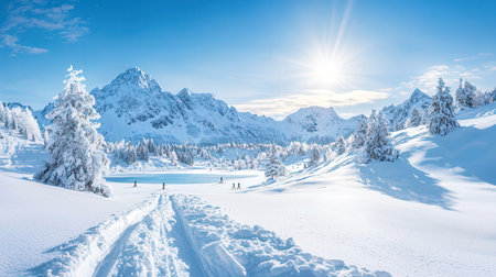 Winter in the swiss alps, Switzerland. Panoramic viewの素材