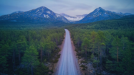 Mountain road in the taiga of the Northern taiga.の素材