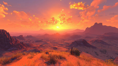 3D CG rendering of fantasy landscape. High resolution image. 3D illustration.の素材