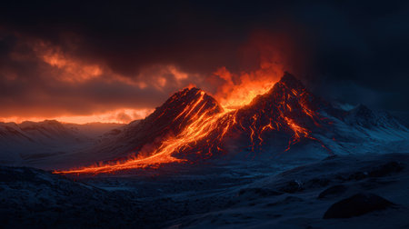 Volcanic eruption in the mountains of Kamchatka, Russiaの素材