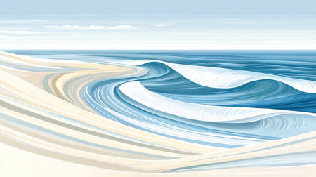 Abstract blue sea waves background. Vector illustration. EPS 10 file includedの素材