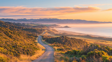 Sunrise on the Pacific Ocean in California, United States of Americaの素材