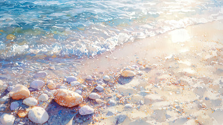 Beautiful seascape with stones on the beach. Nature backgroundの素材