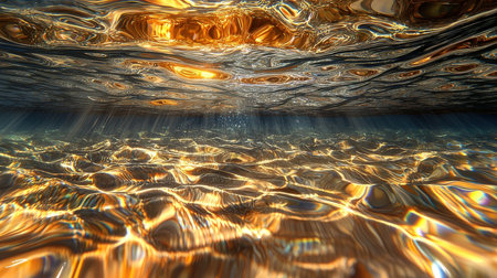 abstract water surface with ripples and rays of light. 3d renderingの素材