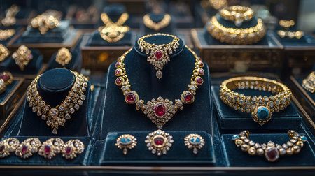 Jewelry in the Grand Bazaar of Istanbul, Turkey.の素材
