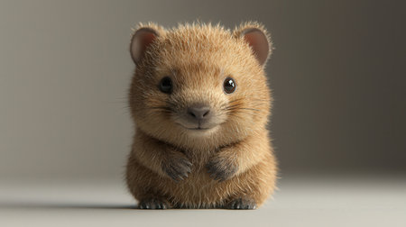 Cute little marmot on a gray background. Studio shot.の素材