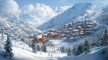 Winter in the swiss alps (Braunwald, Glarus, Switzerland)の素材
