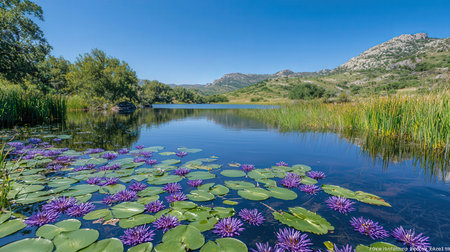 Water lilies on the lake in the mountains of Bosnia and Herzegovinaの素材