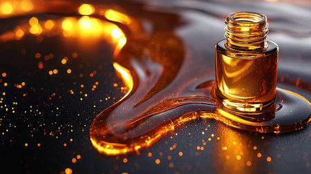 Bottle of perfume on a black background. Close-up.の素材