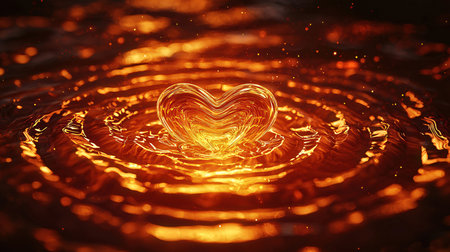 Heart in water. Valentine's day background. 3d rendering.の素材