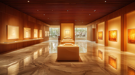 3d rendering of the interior of the museum of fine arts.の素材