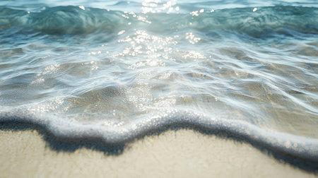 Sea wave on the sandy beach. Close-up. Selective focus.の素材