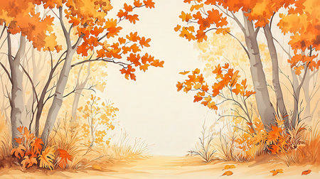 Autumn forest background with falling leaves. EPS 10 vector file includedの素材