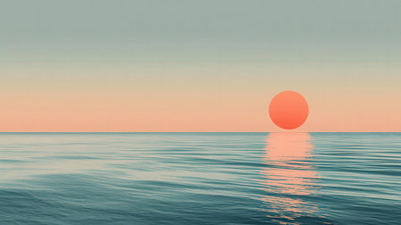 Beautiful sunset over the sea. Seascape. 3d renderの素材
