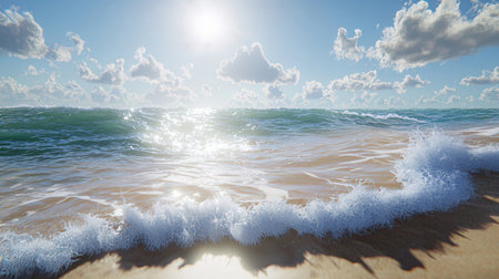 Beautiful seascape with sea and sky. 3d renderingの素材