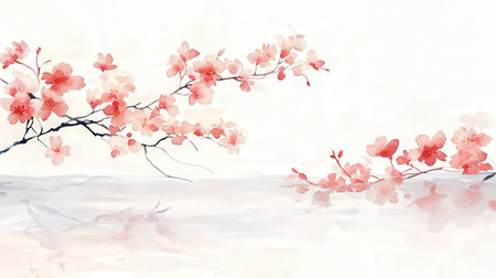 cherry blossom sakura background, watercolor vector illustration.の素材