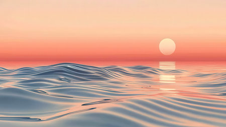 Beautiful sunset over the sea. 3d rendering, 3d illustration.の素材