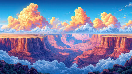 Sunset over the Grand Canyon, Arizona, USA. 3D renderingの素材