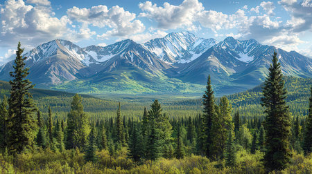 Mountains and coniferous forest in the Altai Republic, Russiaの素材