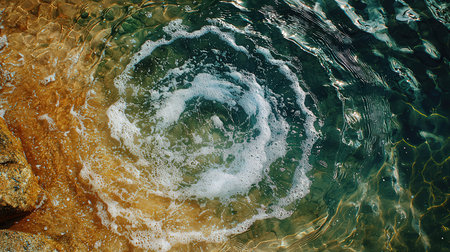 Aerial view of sea waves crashing on the shore. Top viewの素材