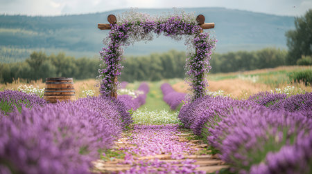 Beautiful lavender flowers blooming in the lavender field.の素材