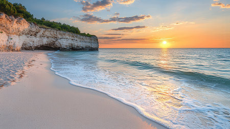 Sunset on the beach of the island of Gozo, Maltaの素材