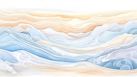 Abstract background with blue, white and beige waves. Vector illustration.の素材