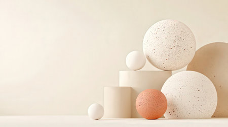 Easter background with white and beige eggs. 3d renderの素材
