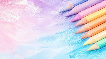 Colorful pencils on abstract background. Back to school concept.の素材