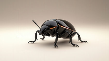 Black beetle on white background. 3D illustration. 3D rendering.の素材