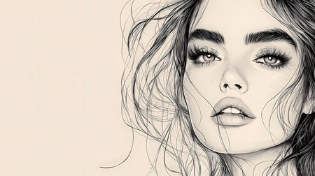 Portrait of a beautiful young woman with long hair. Beauty, fashion.の素材