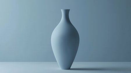 Blue vase on a gray background. 3D rendering illustration.の素材