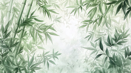 Bamboo leaves background. Nature bamboo leaves background. Vector illustration.の素材