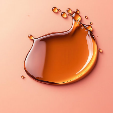 3D illustration of a drop of caramel on a pink background.の素材