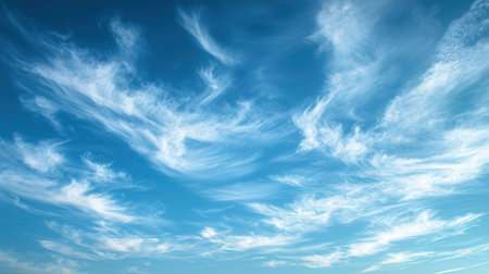 Blue sky background with tiny clouds, natural composition. 3d illustrationの素材