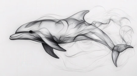 Smoke from a dolphin on a white background. Abstract art.の素材