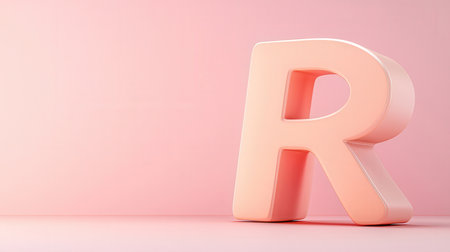3d rendering pink letter R on pastel pink background, minimal conceptの素材