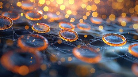 3d illustration of abstract background with cells. Network and communication conceptの素材