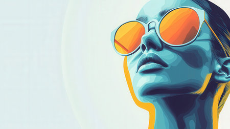 Portrait of a beautiful young woman in sunglasses. Vector illustration.の素材