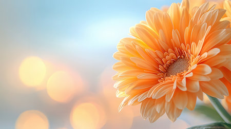 Orange gerbera flower on bokeh background with copy spaceの素材