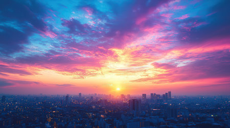 Beautiful landscape and cityscape of Seoul city at sunset time in South Koreaの素材
