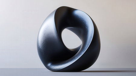 Modern black sculpture on a white background. 3d rendering. Mock upの素材