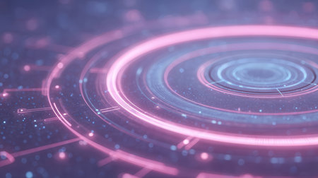 Futuristic technology interface with glowing circles and lines. 3d renderingの素材