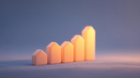 Graph of growth on a white background. Business and finance concept.の素材